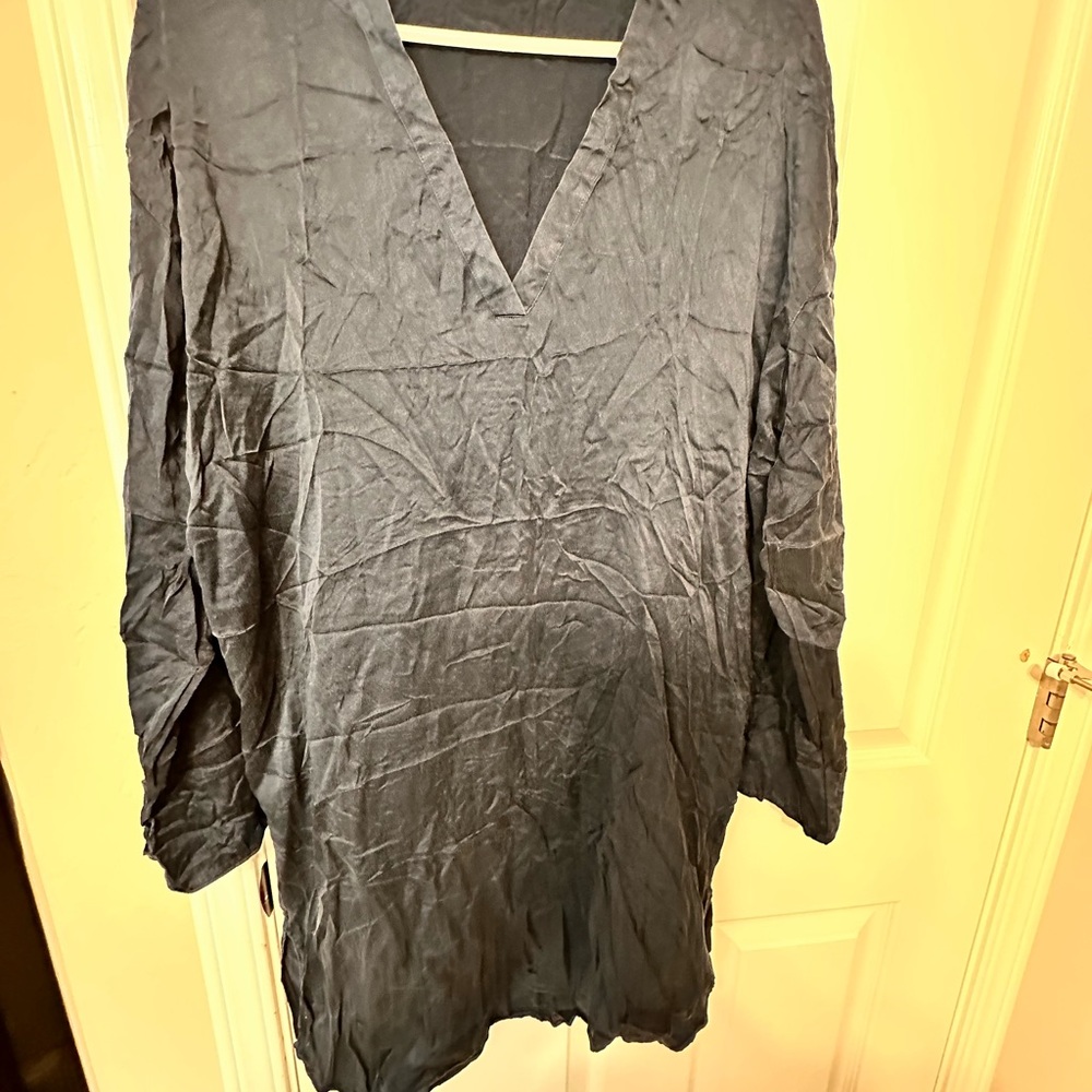 Vince Camuto - Navy V-Neck Silk Tunic Dress - size L